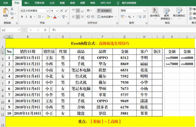 excel高級(jí)篩選怎么用（excel高級(jí)篩選的詳細(xì)教程）(6)